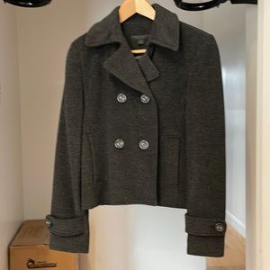 EXPRESS Design Studio Charcoal Grey Fitted Cashmere Blend Pea Coat size Small